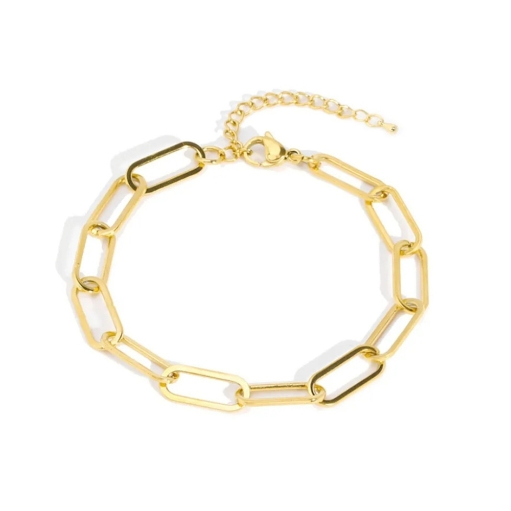 Geometric Gold Chain Link Bracelet